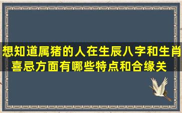 想知道属猪的人在生辰八字和生肖喜忌方面有哪些特点和合缘关  系吗八字看命理学为你解答！